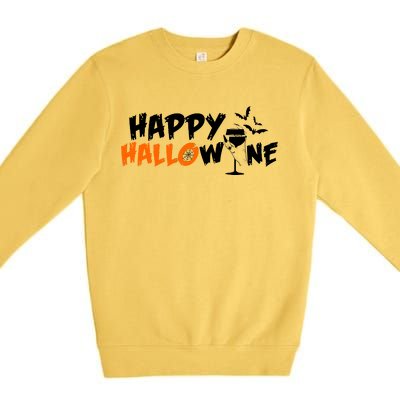 Happy Hallowine Funny Halloween Premium Crewneck Sweatshirt