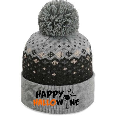 Happy Hallowine Funny Halloween The Baniff Cuffed Pom Beanie