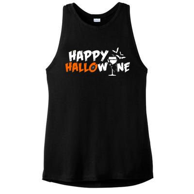 Happy Hallowine Funny Halloween Ladies PosiCharge Tri-Blend Wicking Tank