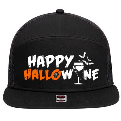 Happy Hallowine Funny Halloween 7 Panel Mesh Trucker Snapback Hat