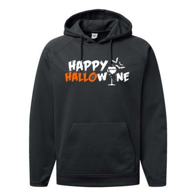 Happy Hallowine Funny Halloween Performance Fleece Hoodie