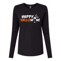 Happy Hallowine Funny Halloween Womens Cotton Relaxed Long Sleeve T-Shirt