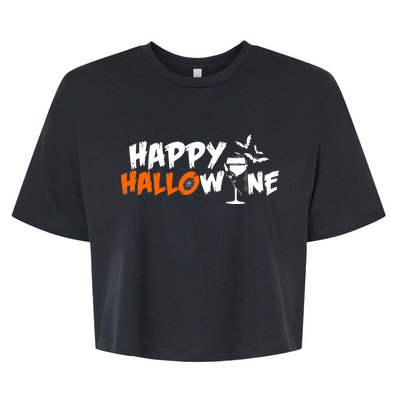 Happy Hallowine Funny Halloween Bella+Canvas Jersey Crop Tee