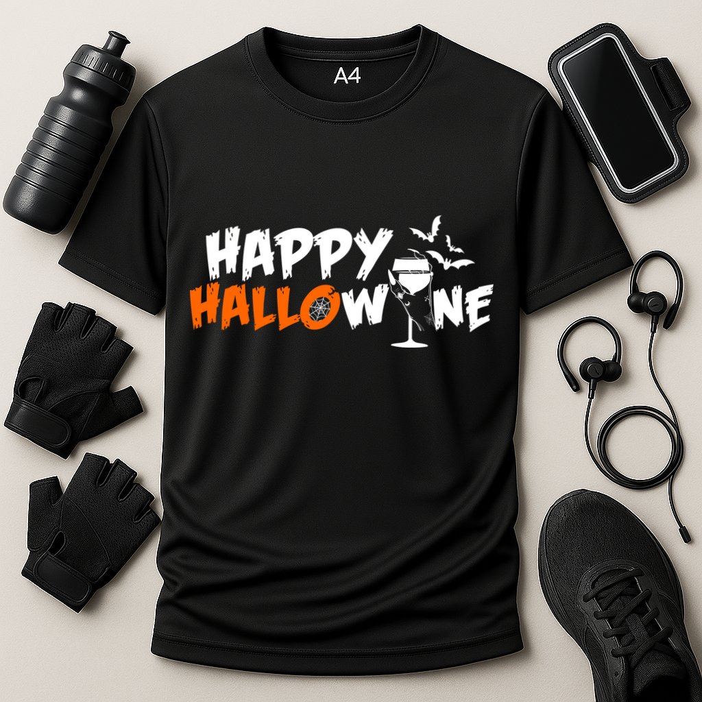 Happy Hallowine Funny Halloween Cooling Performance Crew T-Shirt