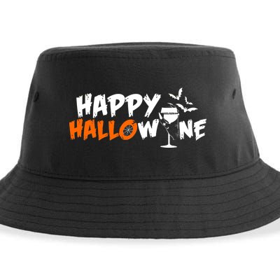 Happy Hallowine Funny Halloween Sustainable Bucket Hat