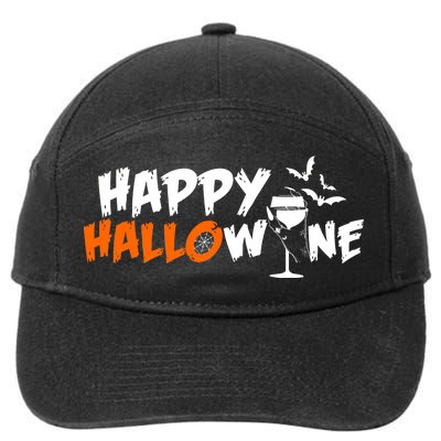 Happy Hallowine Funny Halloween 7-Panel Snapback Hat