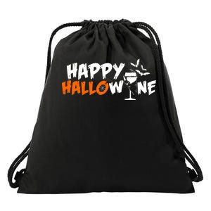 Happy Hallowine Funny Halloween Drawstring Bag