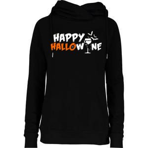 Happy Hallowine Funny Halloween Womens Funnel Neck Pullover Hood