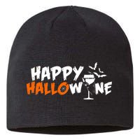 Happy Hallowine Funny Halloween Sustainable Beanie