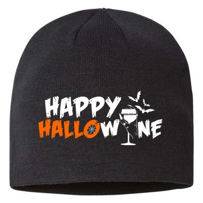 Happy Hallowine Funny Halloween Sustainable Beanie