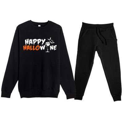 Happy Hallowine Funny Halloween Premium Crewneck Sweatsuit Set