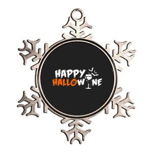 Happy Hallowine Funny Halloween Metallic Star Ornament