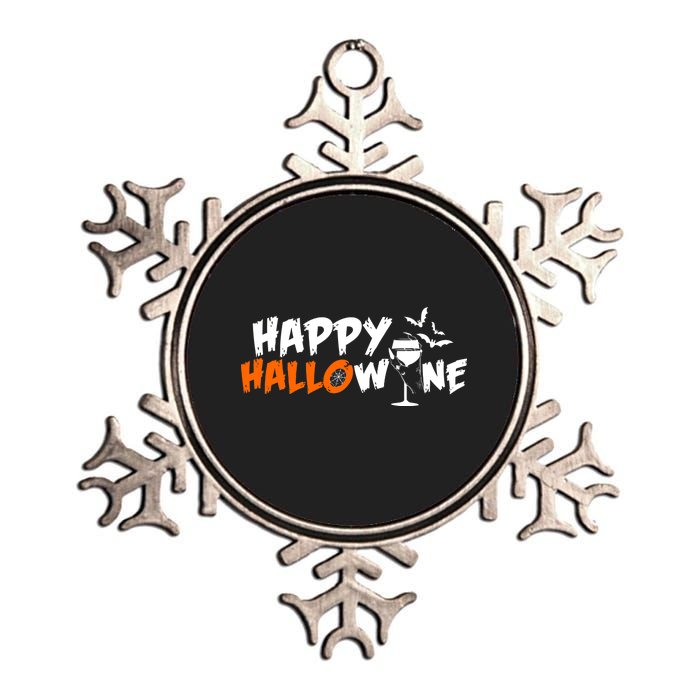 Happy Hallowine Funny Halloween Metallic Star Ornament