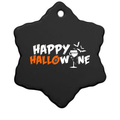 Happy Hallowine Funny Halloween Ceramic Star Ornament