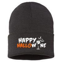 Happy Hallowine Funny Halloween Sustainable Knit Beanie