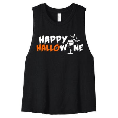 Happy Hallowine Funny Halloween Women's Racerback Cropped Tank