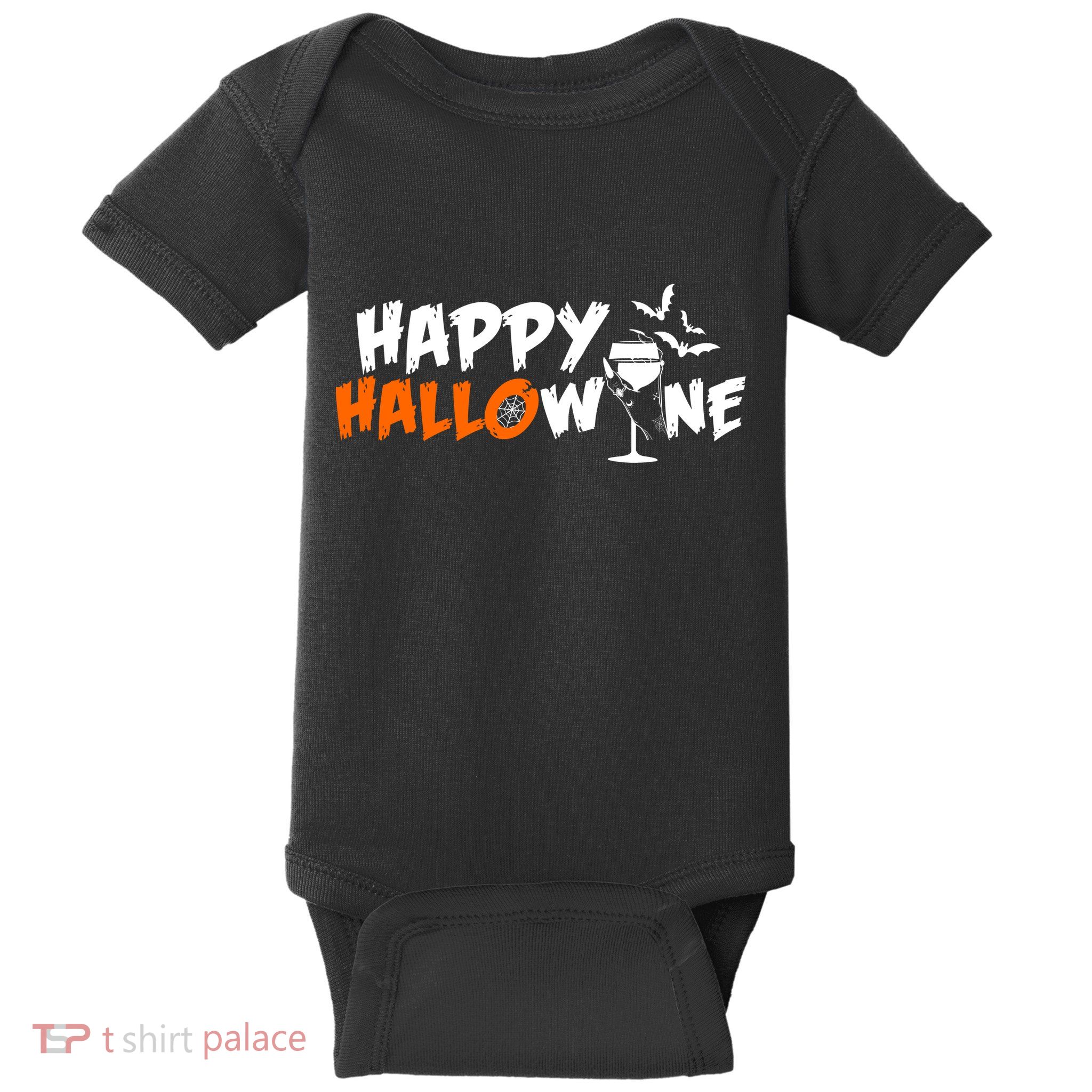 Happy Hallowine Funny Halloween Baby Bodysuit