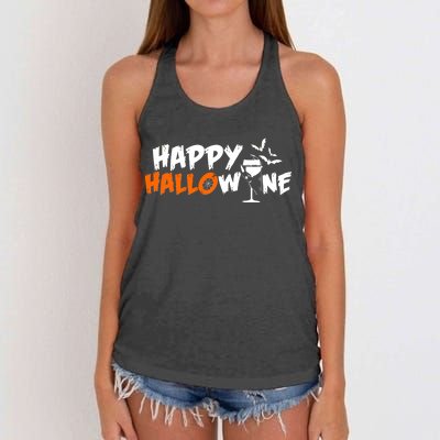 Happy Hallowine Funny Halloween Women's Knotted Racerback Tank