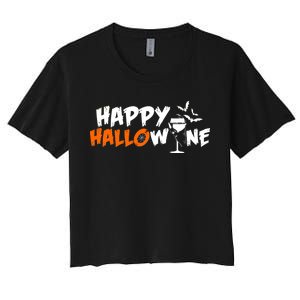 Happy Hallowine Funny Halloween Women's Crop Top Tee