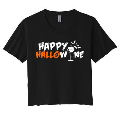 Happy Hallowine Funny Halloween Women's Crop Top Tee