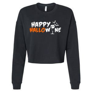 Happy Hallowine Funny Halloween Cropped Pullover Crew