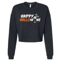 Happy Hallowine Funny Halloween Cropped Pullover Crew