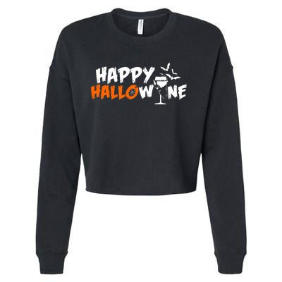 Happy Hallowine Funny Halloween Cropped Pullover Crew