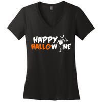 Happy Hallowine Funny Halloween Women's V-Neck T-Shirt