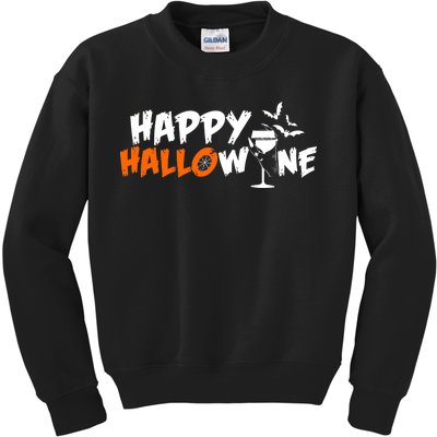 Happy Hallowine Funny Halloween Kids Sweatshirt