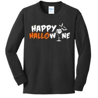 Happy Hallowine Funny Halloween Kids Long Sleeve Shirt