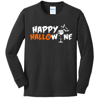 Happy Hallowine Funny Halloween Kids Long Sleeve Shirt