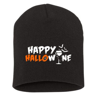 Happy Hallowine Funny Halloween Short Acrylic Beanie