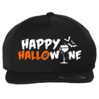 Happy Hallowine Funny Halloween Wool Snapback Cap