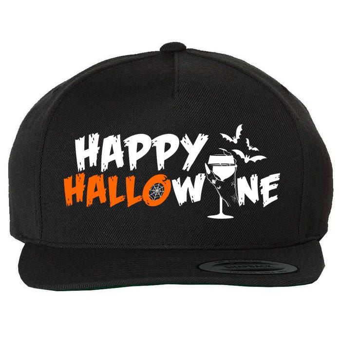 Happy Hallowine Funny Halloween Wool Snapback Cap