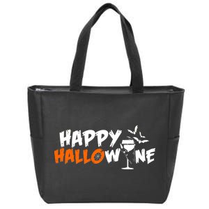 Happy Hallowine Funny Halloween Zip Tote Bag