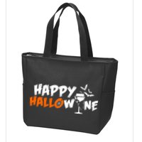 Happy Hallowine Funny Halloween Zip Tote Bag