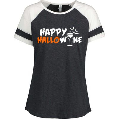 Happy Hallowine Funny Halloween Enza Ladies Jersey Colorblock Tee