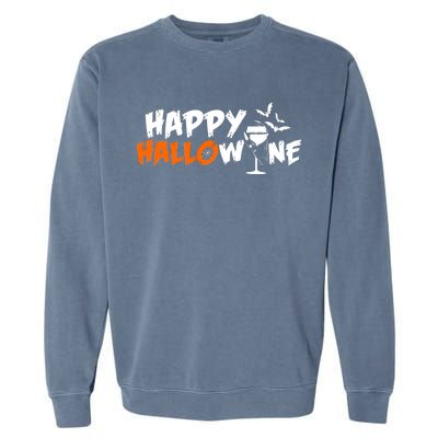 Happy Hallowine Funny Halloween Garment-Dyed Sweatshirt