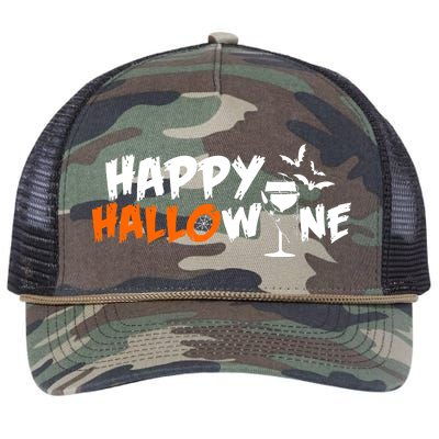 Happy Hallowine Funny Halloween Retro Rope Trucker Hat Cap