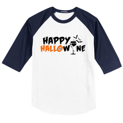 Happy Hallowine Funny Halloween Baseball Sleeve Shirt