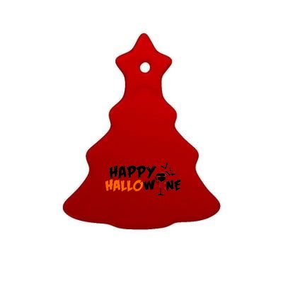 Happy Hallowine Funny Halloween Ceramic Tree Ornament