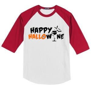 Happy Hallowine Funny Halloween Kids Colorblock Raglan Jersey