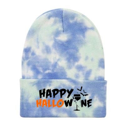 Happy Hallowine Funny Halloween Tie Dye 12in Knit Beanie