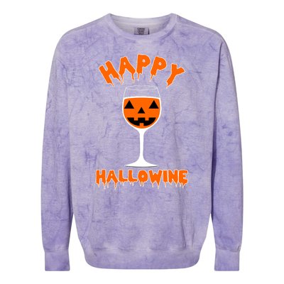 Happy Hallowine Funny Halloween Wine Colorblast Crewneck Sweatshirt