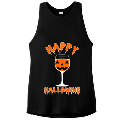 Happy Hallowine Funny Halloween Wine Ladies PosiCharge Tri-Blend Wicking Tank