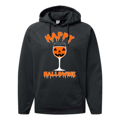 Happy Hallowine Funny Halloween Wine Performance Fleece Hoodie