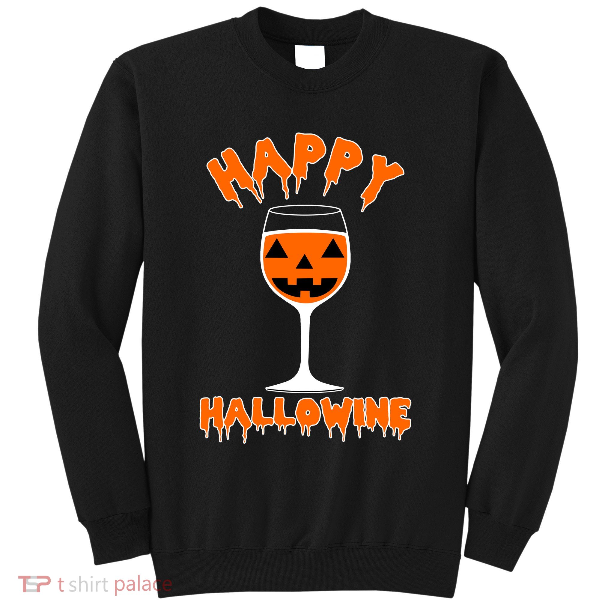 Happy Hallowine Funny Halloween Wine Sweatshirt