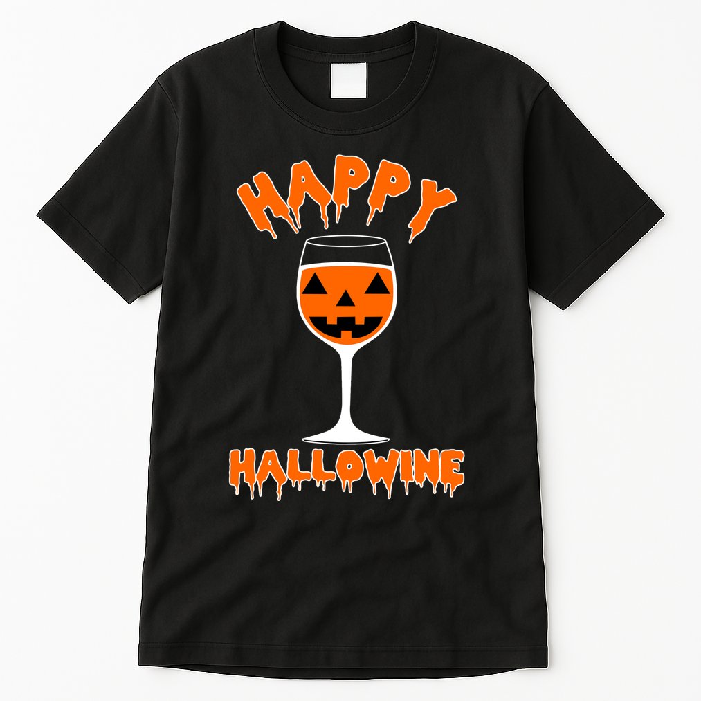 Happy Hallowine Funny Halloween Wine Tall T-Shirt