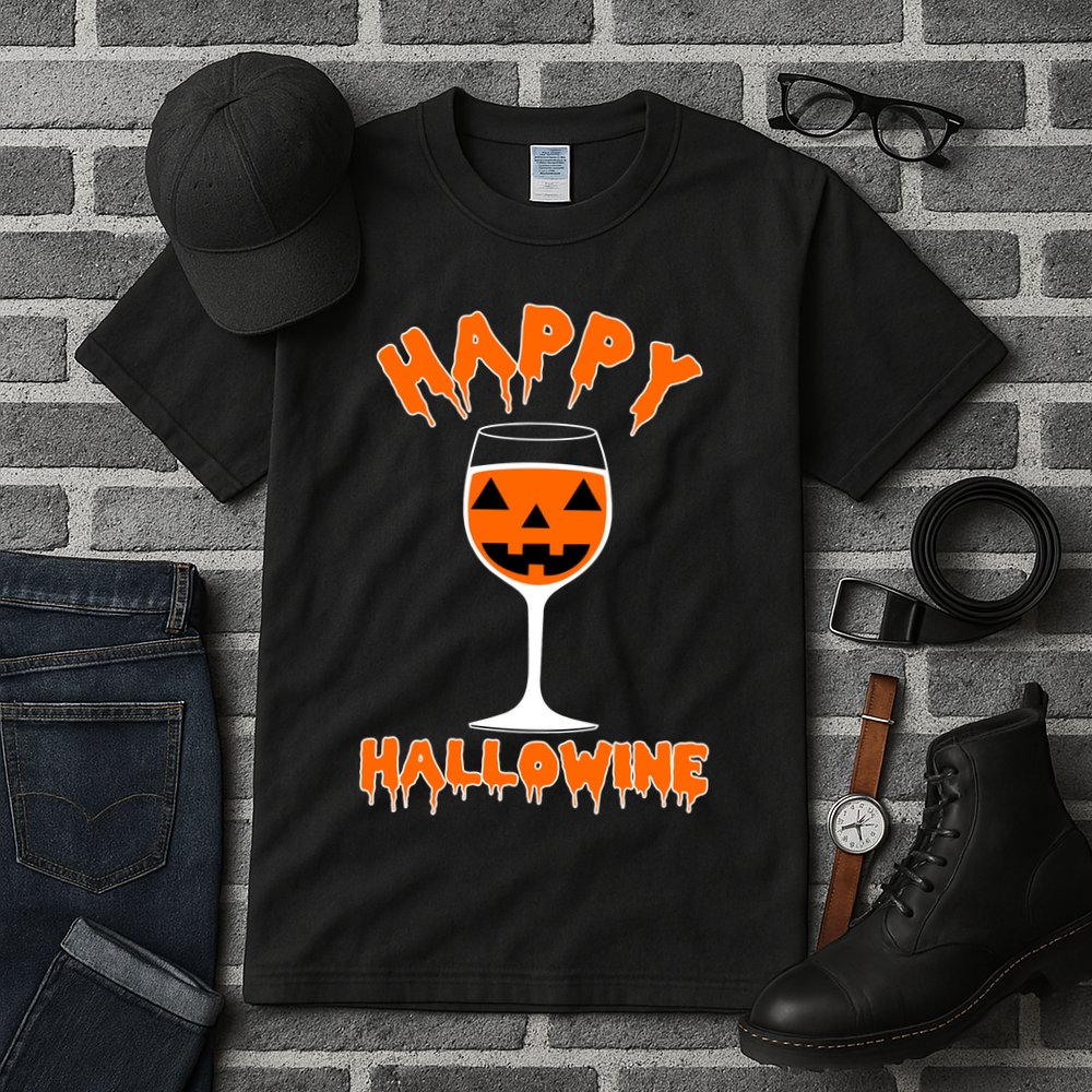 Happy Hallowine Funny Halloween Wine Tall T-Shirt