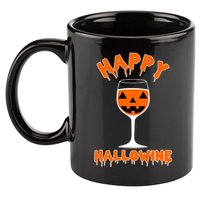 Happy Hallowine Funny Halloween Wine 11oz C Handle Ceramic Mug